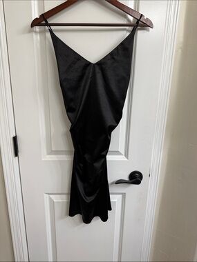 Honey and Rosie Black Satin Midi Slip Dress